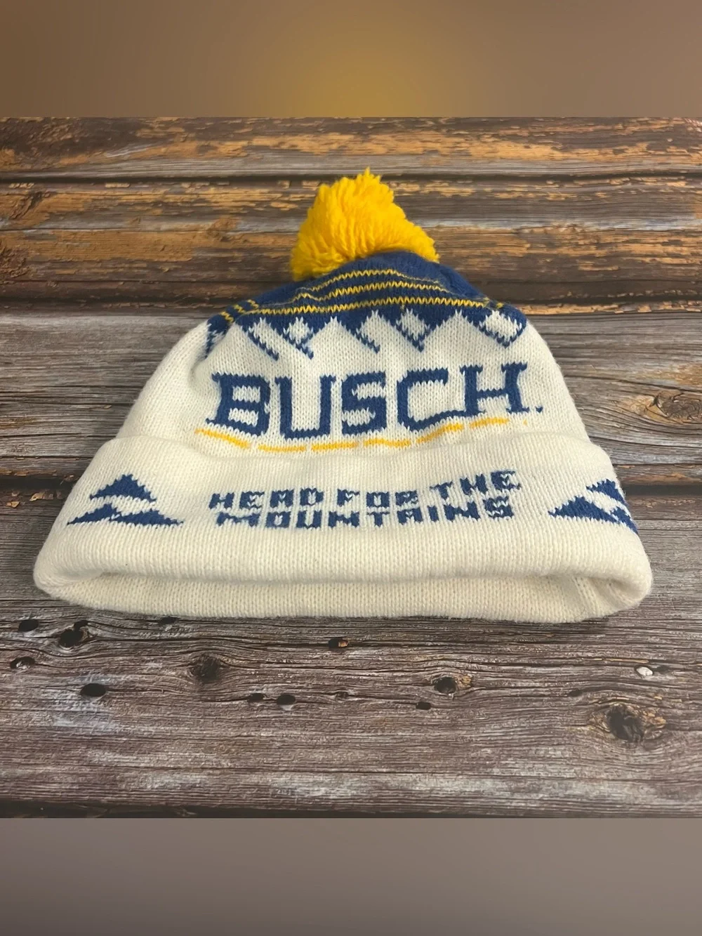 Vintage BUSCH BEER HEAD FOR THE MOUNTAINS Unisex Beanie Cap